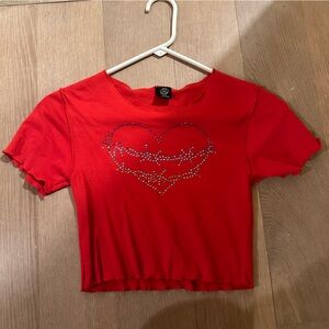 Urban Outfitters Rhinestone Red Cropped Top
